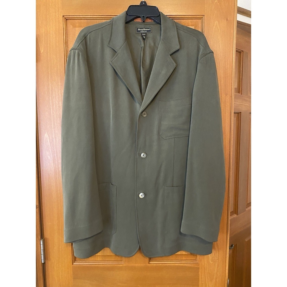 Tommy Bahama Blazer Mens Large Green Island Wool Silk Sports Coat Jacket Stretch